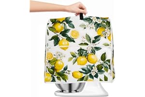 SEEWAN Stand Mixer Cover Kitchen Dust Cover Compatible for 6-8 Quart Stand Mixer Cloth Covers with Pockets (Lemon 2, L)