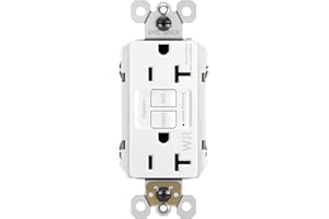 PASS & SEYMOUR Legrand radiant 2097TRWRWCCD4 20 Amp Outdoor GFCI Self Test Tamper Resistant Weather Resistant Decorator Duplex Outlet, White (1 Count)