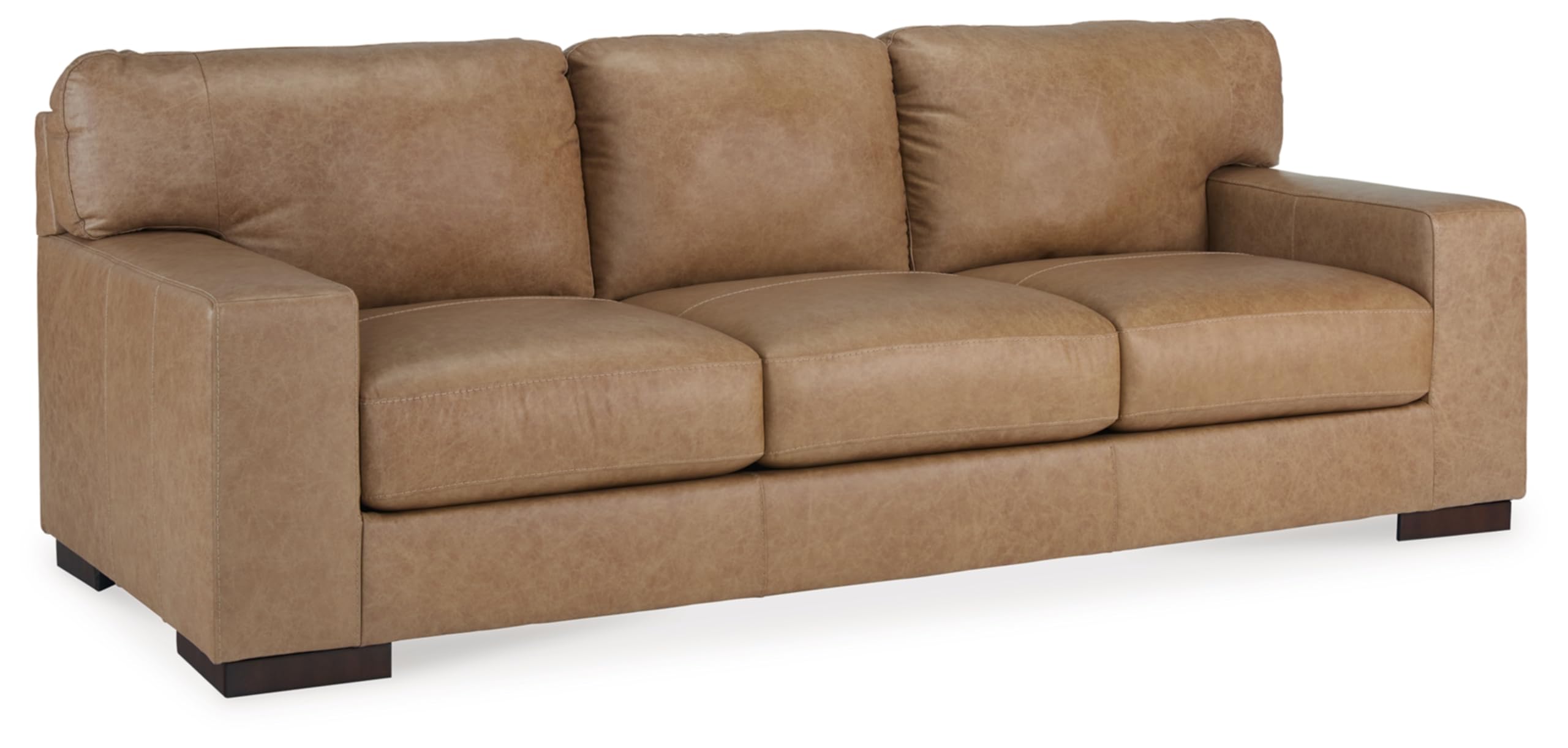 Photo 1 of Signature Design by Ashley Lombardia Contemporary Leather Match Sofa, Light Brown MISSING SEAT CUSHIONS
