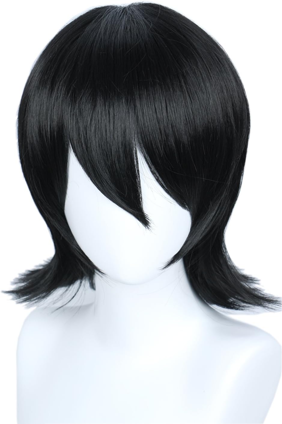 Linfairy Unisex Short Black Straight Cosplay Wig Halloween Costume Wig