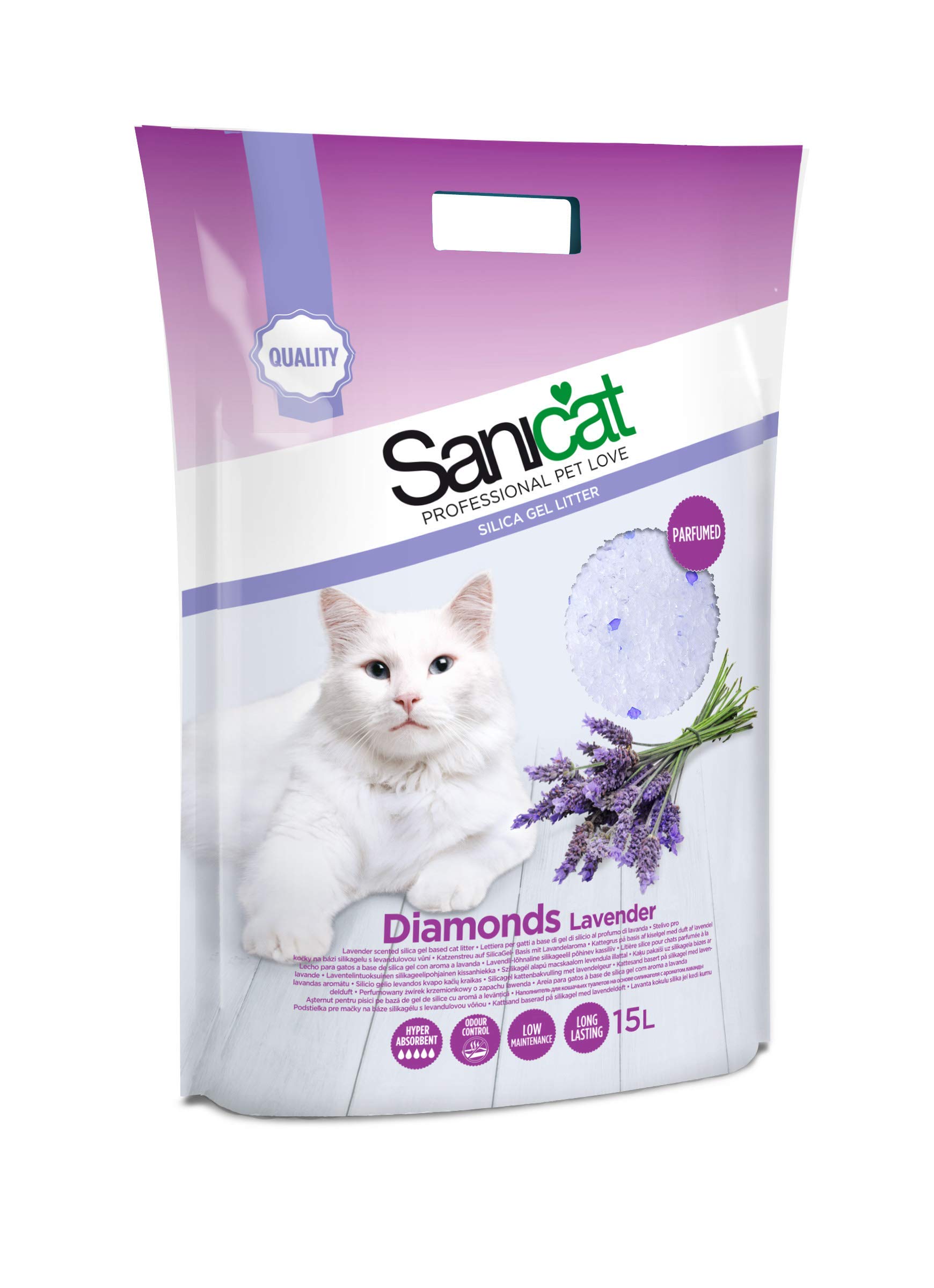 Sanicat Diamonds Lavender Silica Gel Cat Litter, 7.1 kg
