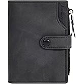 LOUEBICA Wallet for Men Large Capacity Leather RFID Blocking Trifold Wallet with 2 ID Windows and 15 Card Holders