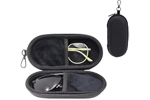 Longjet Double Eyeglasses Case Hard Shell Dual Sunglasses Travel Organizer with Keychain Clip and Zipper Closure