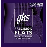 GHS Strings, 5-String Bass Precision Flats, Stainless Steel Flatwound, 37.25" Winding, Medium (45-126) (M3050-5)
