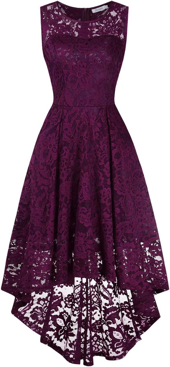 KOJOOIN Women's Dress Vintage Floral Bridesmaid Dress Lace Dress Wedding Evening Party Cocktail Midi Prom High Waist Dresses
