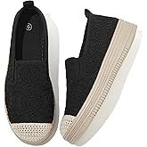 Shupua Womens Slip on Shoes Stylish Lace Casual Loafers Lightweight Platform Sneakers Comfortable Spring Flat Shoes for Office, Work