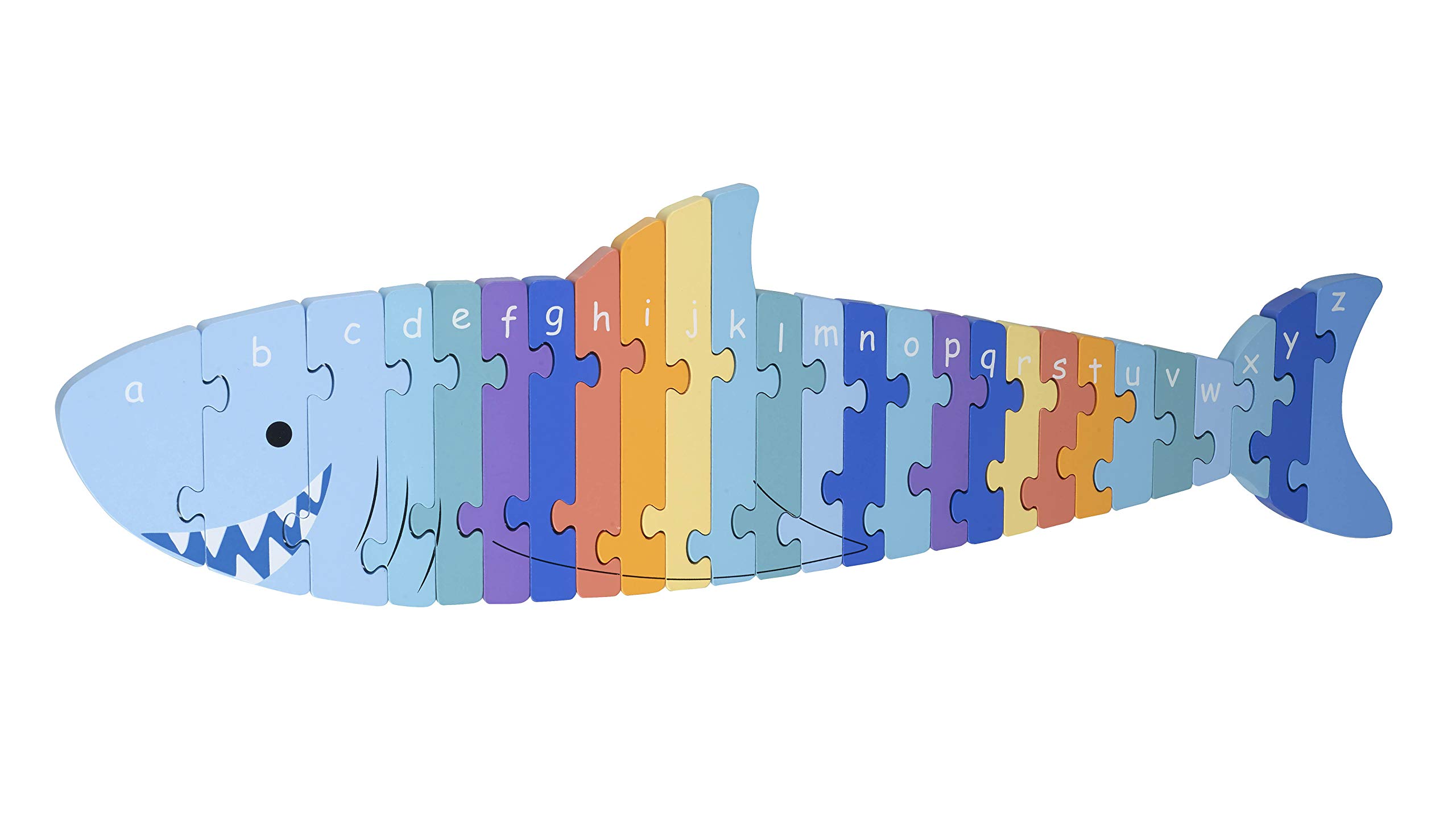 Orange Tree Toys Alphabet Puzzle - Wooden ABC Shark Puzzles for Toddlers, Jigsaw Puzzle Games - Montessori Educational Toys for Early Development