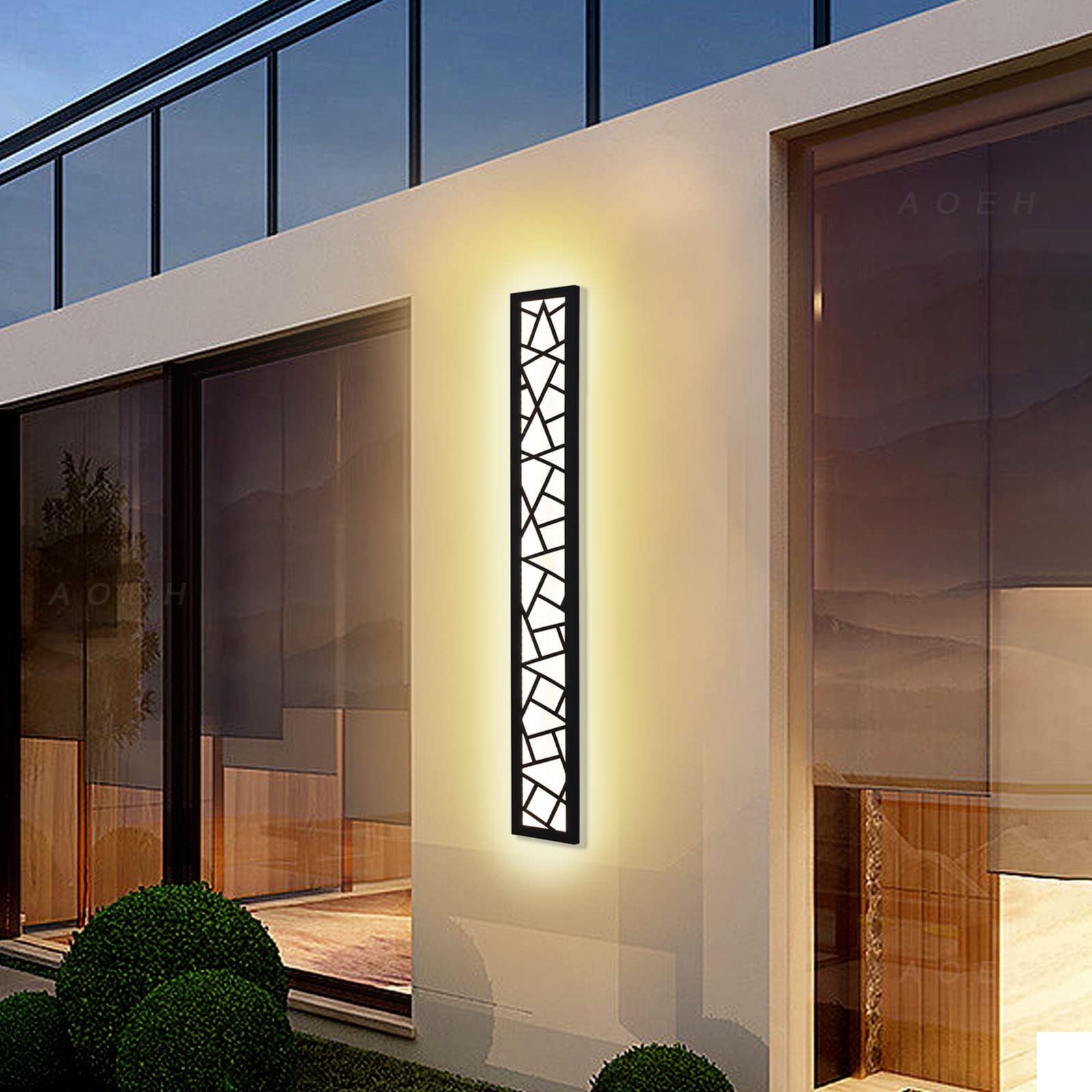 AOEH Outdoor Wall Lamp LED Black Sconce Modern Exterior Garden Light 20W Ip65 Waterproof Wall Lighting 3000K Indoor Aluminum Outdoor Porch Light for Terrace Garage,L60cm*
