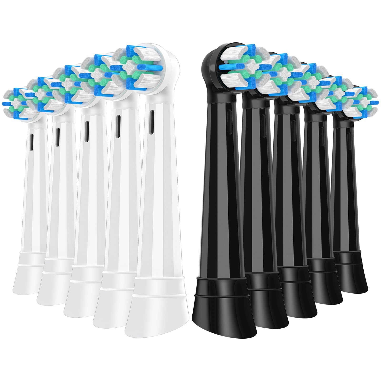 Photo 1 of 10 Pcs IO Replacement Heads Compatible with Series Electric Toothbrush, Brush Heads ompatible with 2 3 4 5 6 7 8 9 10 for Teeth Clean (Black/White)