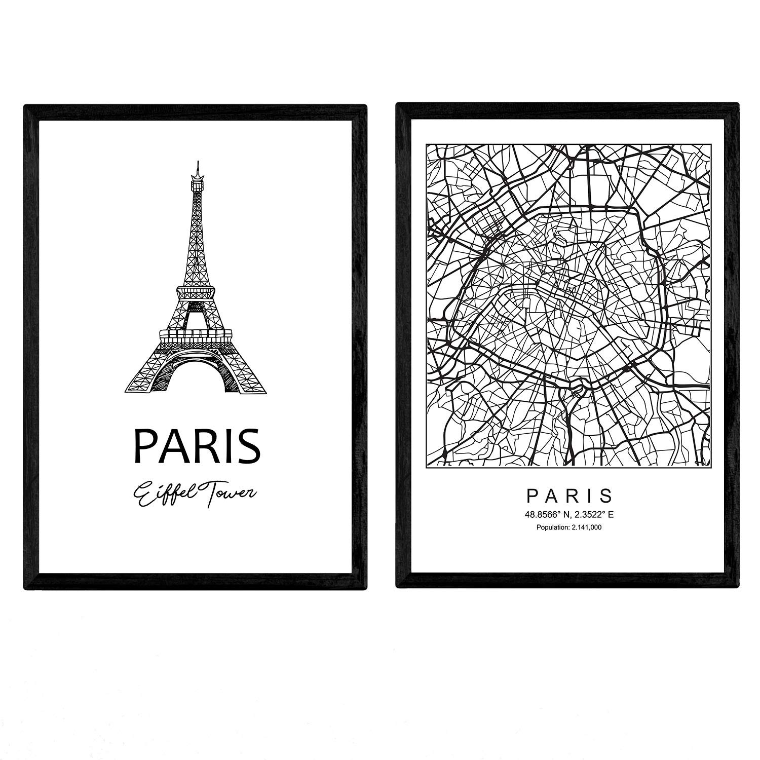 Nacnic Pack posters Paris - Eiffel Tower. Sheets with monuments of cities. A3 size