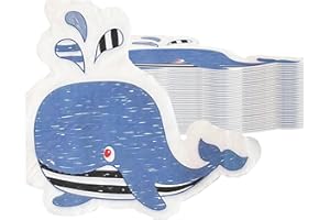 100 Pcs under the sea party decorations Whale Napkins,Ocean Birthday Supplies Cocktail Beverage Napkins,for Underwater World 