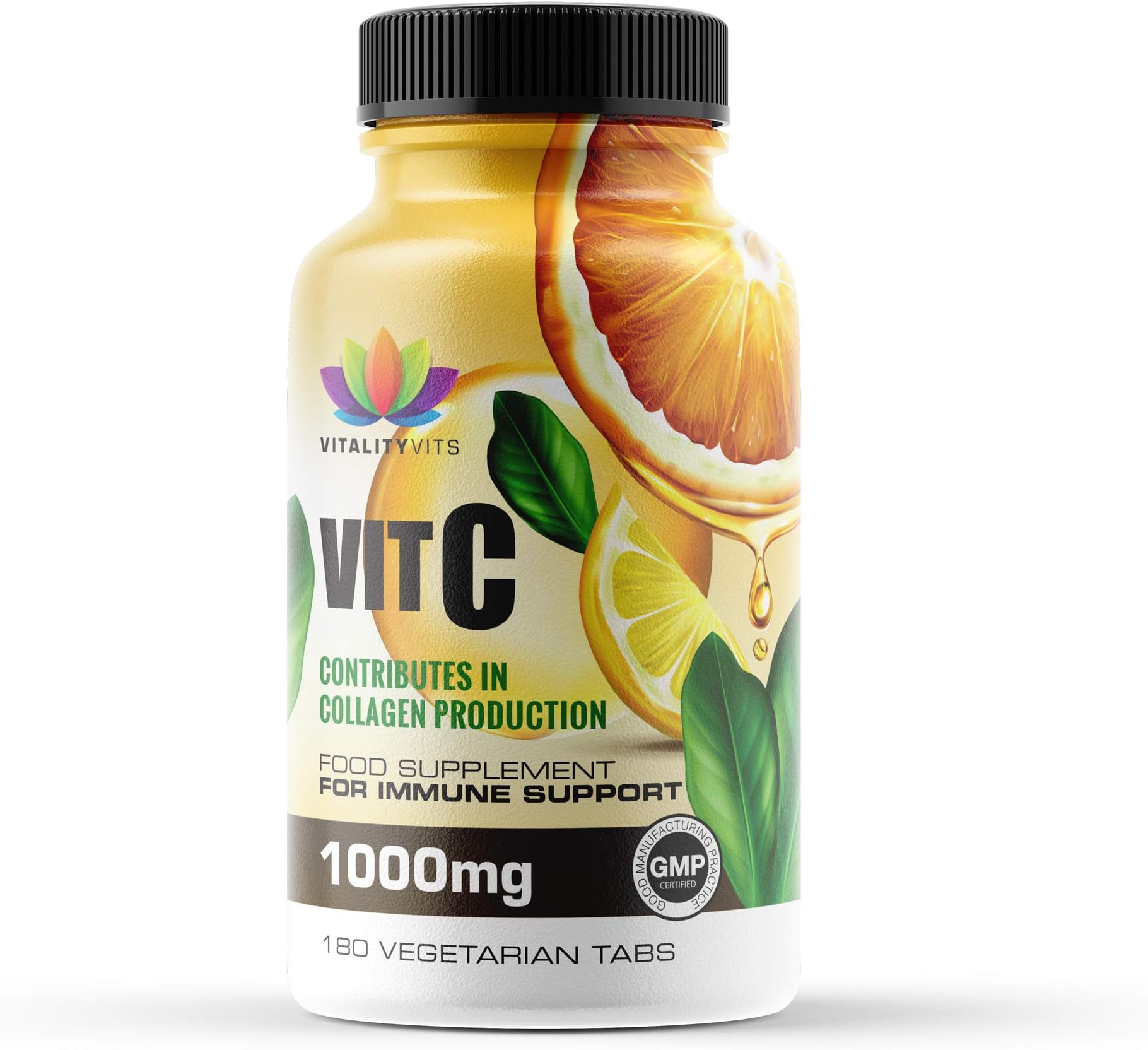 Vitamin C 1000mg 180 Tablets Premium Quality - Ascorbic Acid – Support Immune System - UK Made GMP – Vegan Friendly