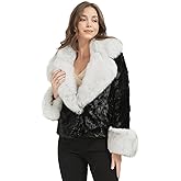 Women Real Fur Coat Natural Mink Fur Jacket Real Fox Furring Collar and Sleeve Cuffs Winter Overcoat