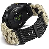 BINLUN Compatible with Garmin Watch Band 20mm/22mm/26mm 550 Paracord Rugged Military Braided Nylon Watch Strap Design for Garmin Fenix/Fit for Forerunner for MARQ for Descent