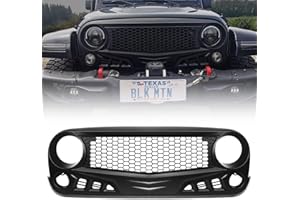 DKMGHT Front Grill with Mesh Matte Black Grille For Jeep Wrangler 2007-2018 Rubicon Sahara Sport JK JKU (Challenger)