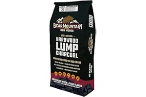 BEAR MOUNTAIN PREMIUM BBQ WOODS Bear Mountain BBQ Hardwood Lump Charcoal, Premium Grade for BBQ Grills, Quick to Light and Ready to Cook Faster, Rich Smoky Flavor, 8.8 Pounds