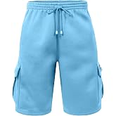 NE PEOPLE Mens Active Comfy Workout Gym Elastic Drawstring Fleece Cargo Sweat Shorts (M-7XL)