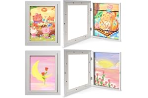 DEHVIHS Kids Artwork Frames Changeable, 8.5x11 Front Opening Kids Art Frame, Childrens Art Frames with Storage Holds 50 Crafts Great for Children Drawings, 3D Picture, Portfolio (White-4 Pack)