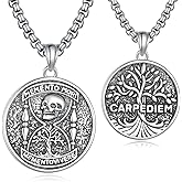Tiaxiemo Memento Mori Necklace 925 Sterling Silver Tree of Life Memento Mori Necklace Skull Jewelry Gifts for Men