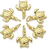 KitBeads 10pcs 20k Real Gold Plated Sea Turtle Marine Life Ocean Animal Charms Brass 3D Tortoise Charms for Jewelry Making Necklace Bulk