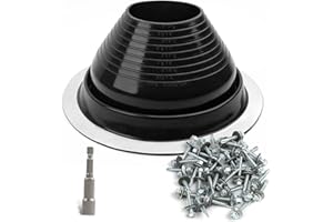 #6 High Temp Silicone Metal Roof Pipe Flashing Boot - Black Roof Vent Boot for Pipe OD 5" to 9" - Roof Vent Cover for Stove P