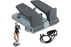 leikefitness Premium Portable Twist Stair Stepper Adjustable Resistance, Twisting Step Fitness Machine with Bands and LCD Monitor