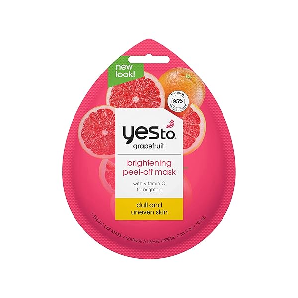 YES TO GRAPEFRUIT PEEL-OFF MASK, BRIGHTENING & BALANCING MASK LEAVING YOUR SKIN SMOOTH RADIANT & REFRESHED, WITH ANTIOXIDANTS & VITAMIN C, NATURAL, VEGAN & CRUELTY FREE