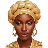 Woeoe African Headwrap Gold Braided Turbans for Women