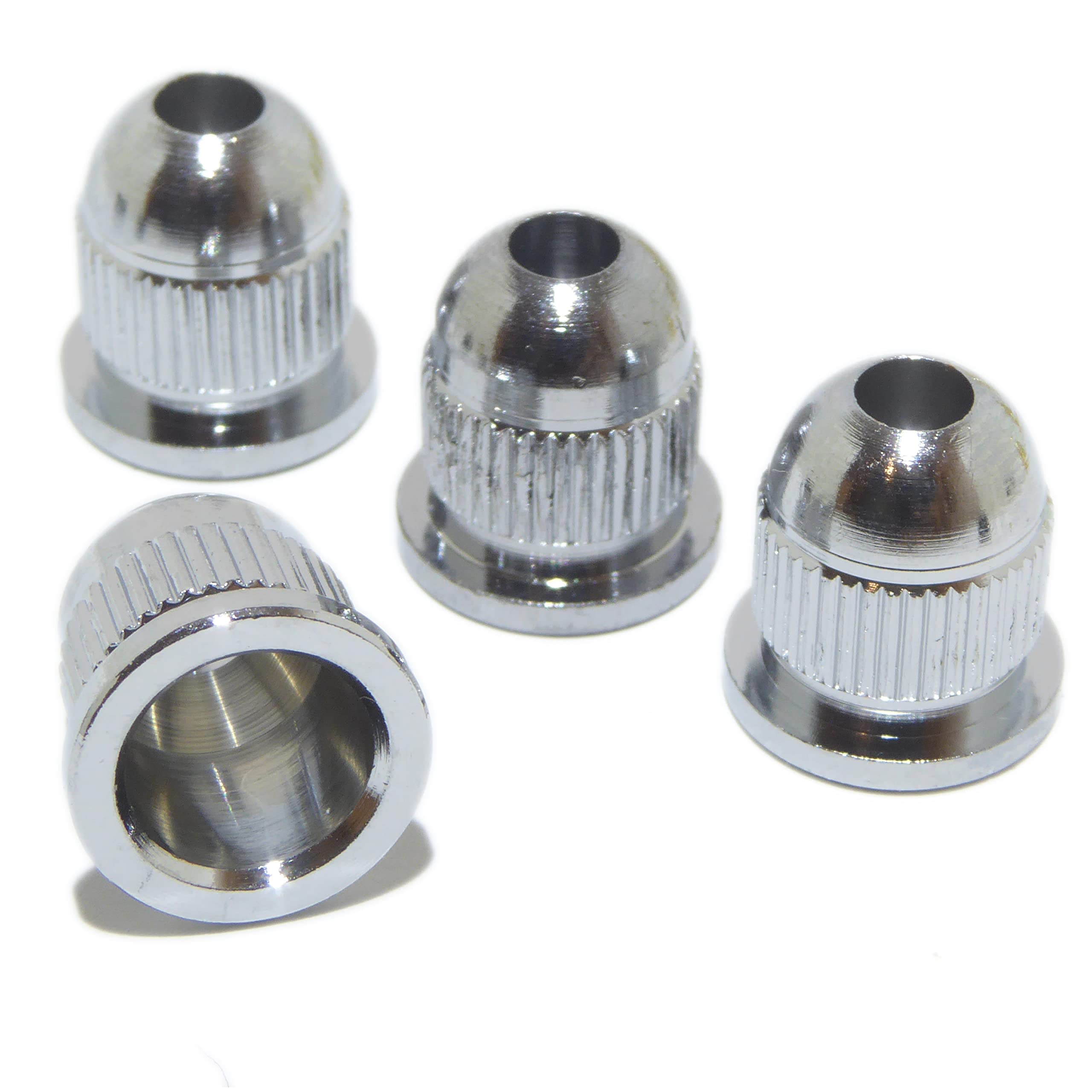 Four bass guitar string ferrules in Chrome finish
