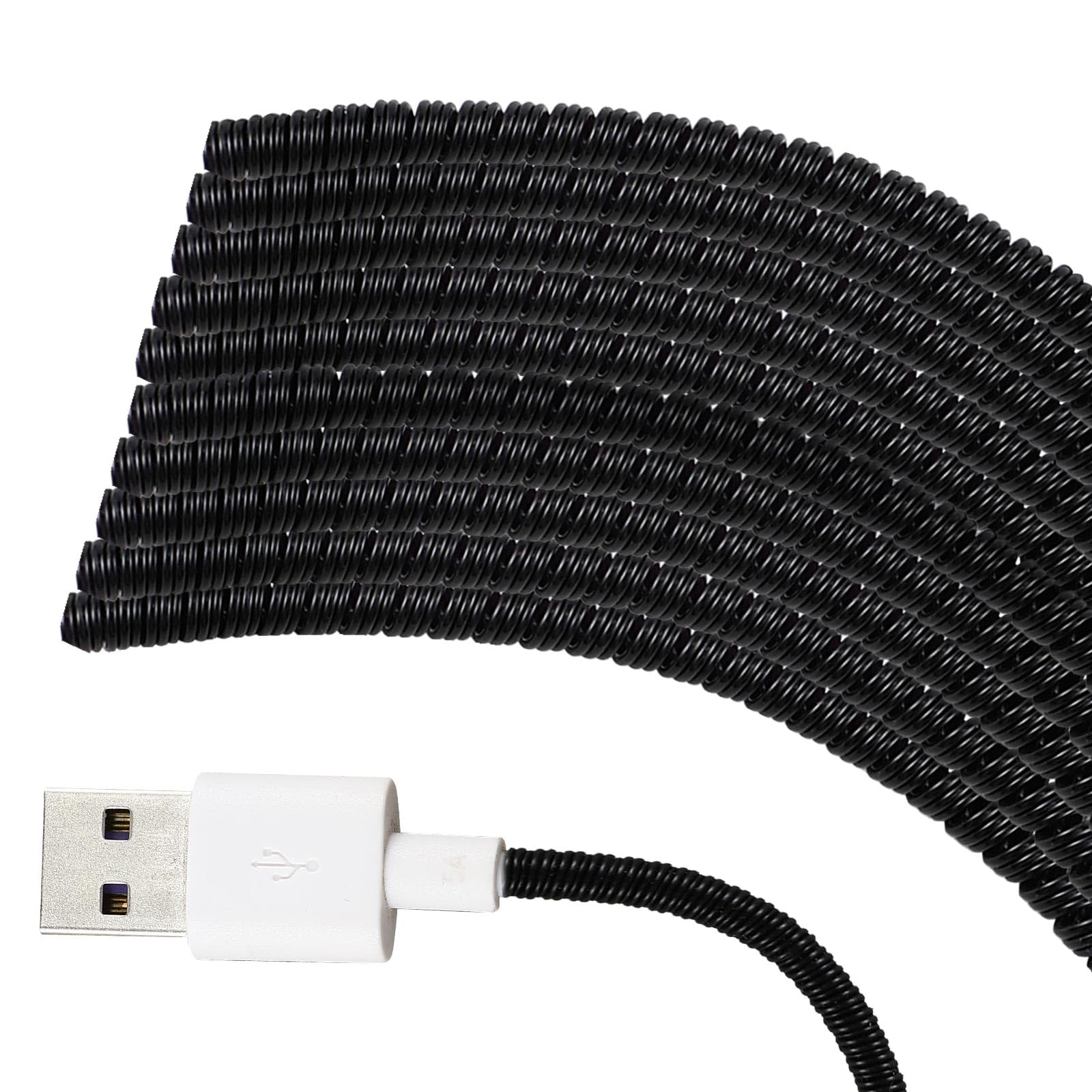 Photo 1 of Frienda 10 Pcs Spiral Cable Protector, Chargers Cord Protector Data Cable Protective Sleeve Headphone Saver Charger Protective Data Lines Cover for Phone USB Prevent Pets from Biting(Black)
