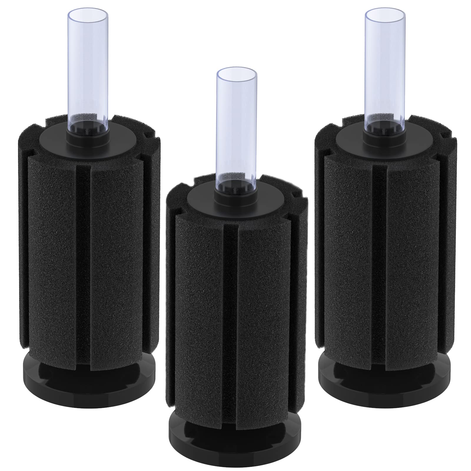 Pawfly Aquarium Bio Sponge Filter Quiet Betta Fry Shrimp and Small Fish Foam Filter for Fish Tanks up to 80 Litre，3 Pack