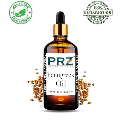 PRZ Fenugreek Cold Pressed Carrier Oil (30ML) - Pure Natural & Therapeutic Grade Oil For Aromatherapy Body Massage, Skin Care & Hair Care