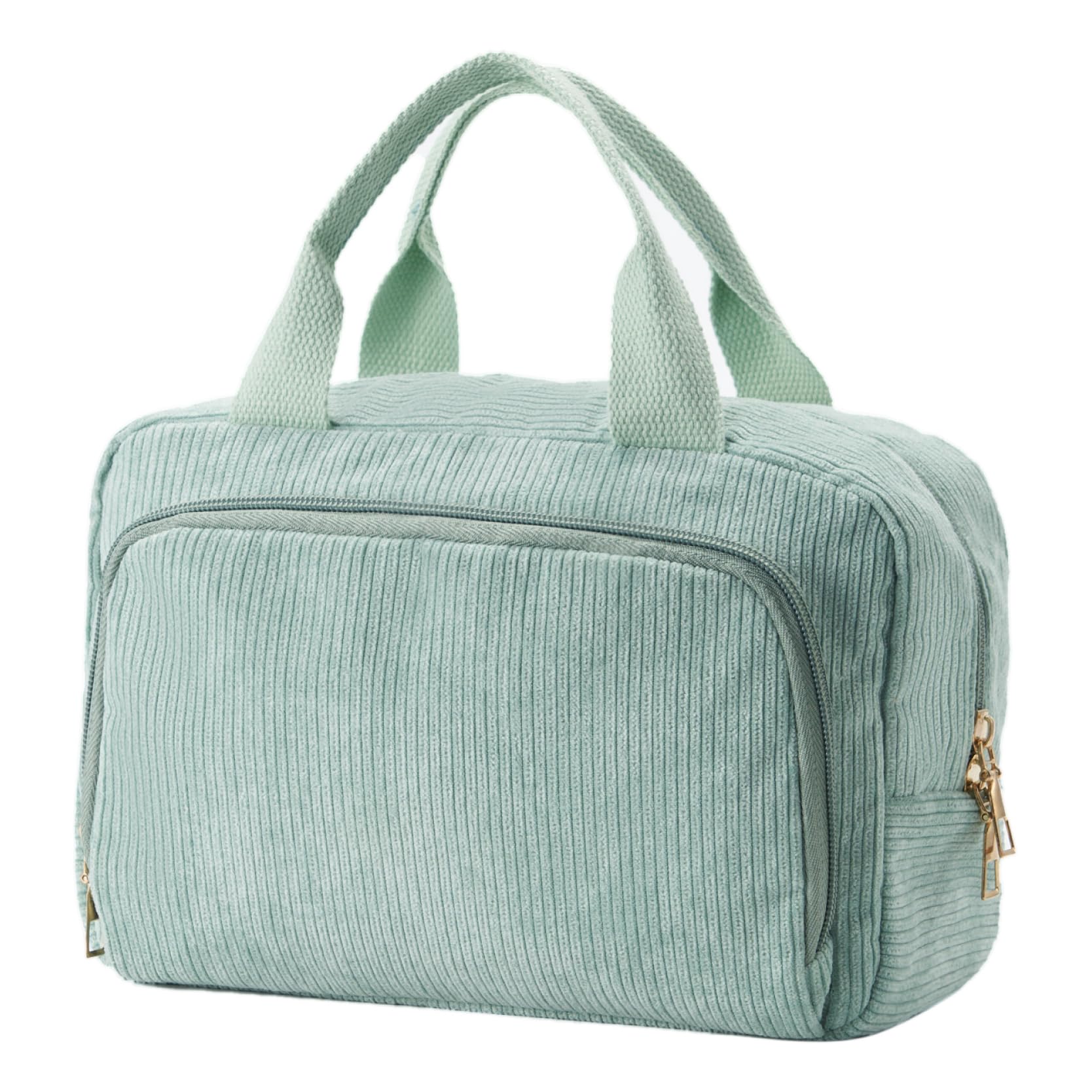 Funtlend Toiletry Bag for Women Wash Bag Corduroy Cosmetic Bag Travel Women Make up Bags Ladies Organizer for Girls Travelling Holiday