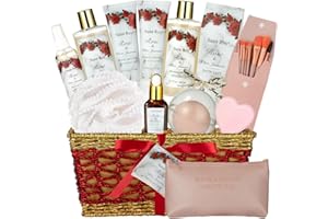 SAINT ROY Bath and Body Gift Basket For Women – 21 Piece Set of Rose Jasmine Home Spa Gift Basket, Bath Spa Kit for Women Fragrant Lotions, Birthday Gifts for Women Friendship, Relaxing Bath Gift Set