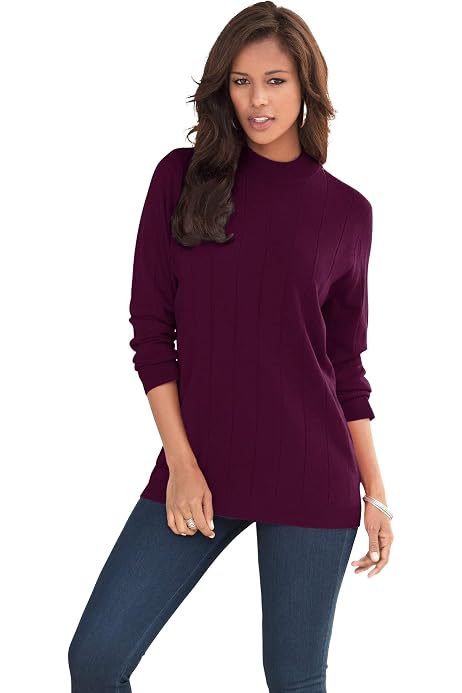 Ellen Tracy Ladies' Roll Neck Sweater (Port Marl Medium) at Amazon Women's  Clothing store