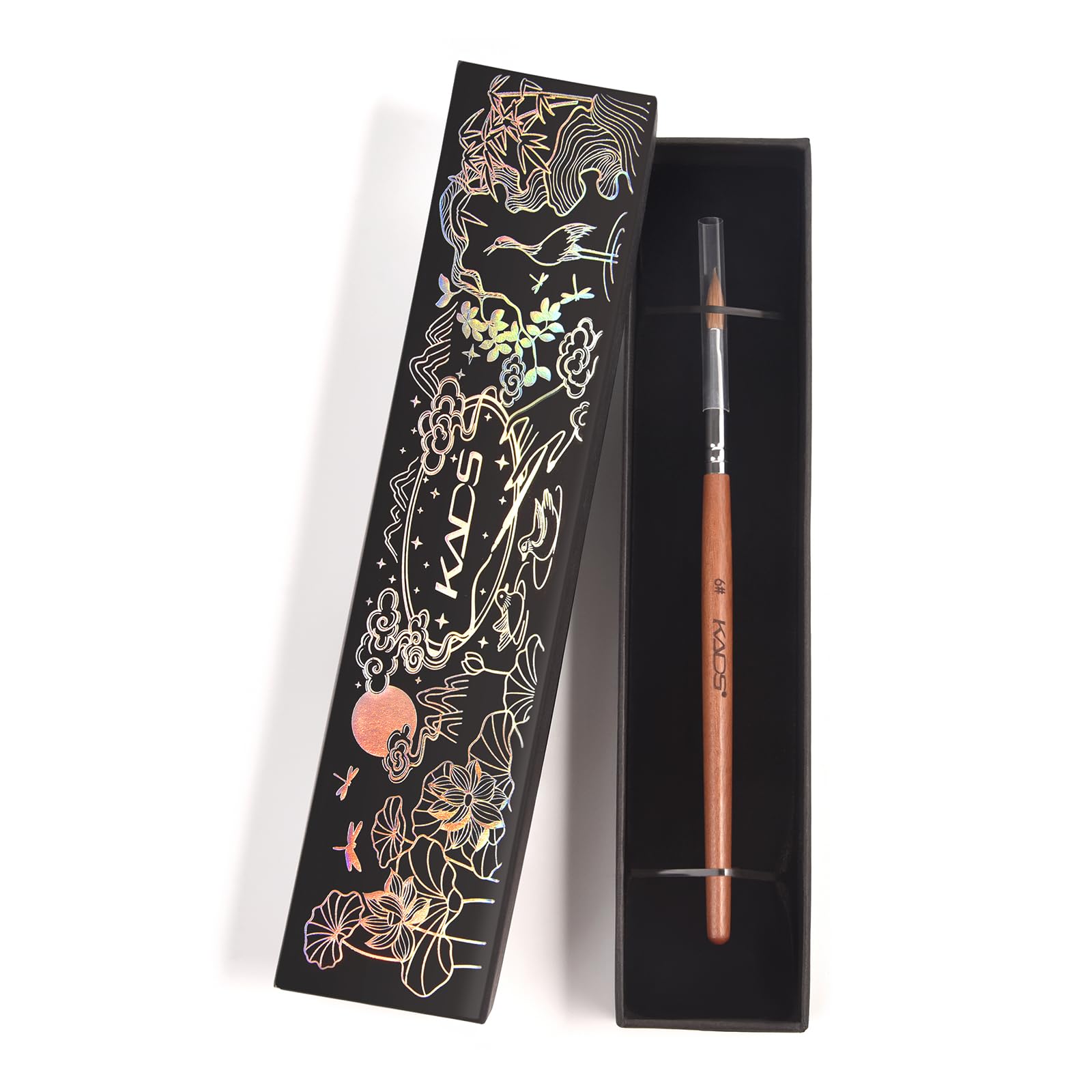 KADS Kolinsky Sable Acrylic Nail Brush for Acrylic Nails Nail Acrylic Powder and Liuqid with Chinese Style Gift Case 6# 8# 10# 12# 14# 16# 18# (6#)