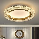 UOFUS 28W Gold LED Flush Mount Ceiling Light 12inch Modern Round Ceiling Light Fixture 3000K-6000K Super Bright Circle Ceilin
