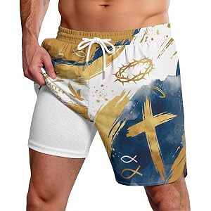 Men's National Swim Trunks Quick Dry Board Shorts with Compression Liner Casual Bathing Suit for Beach Vacation Surfing Party