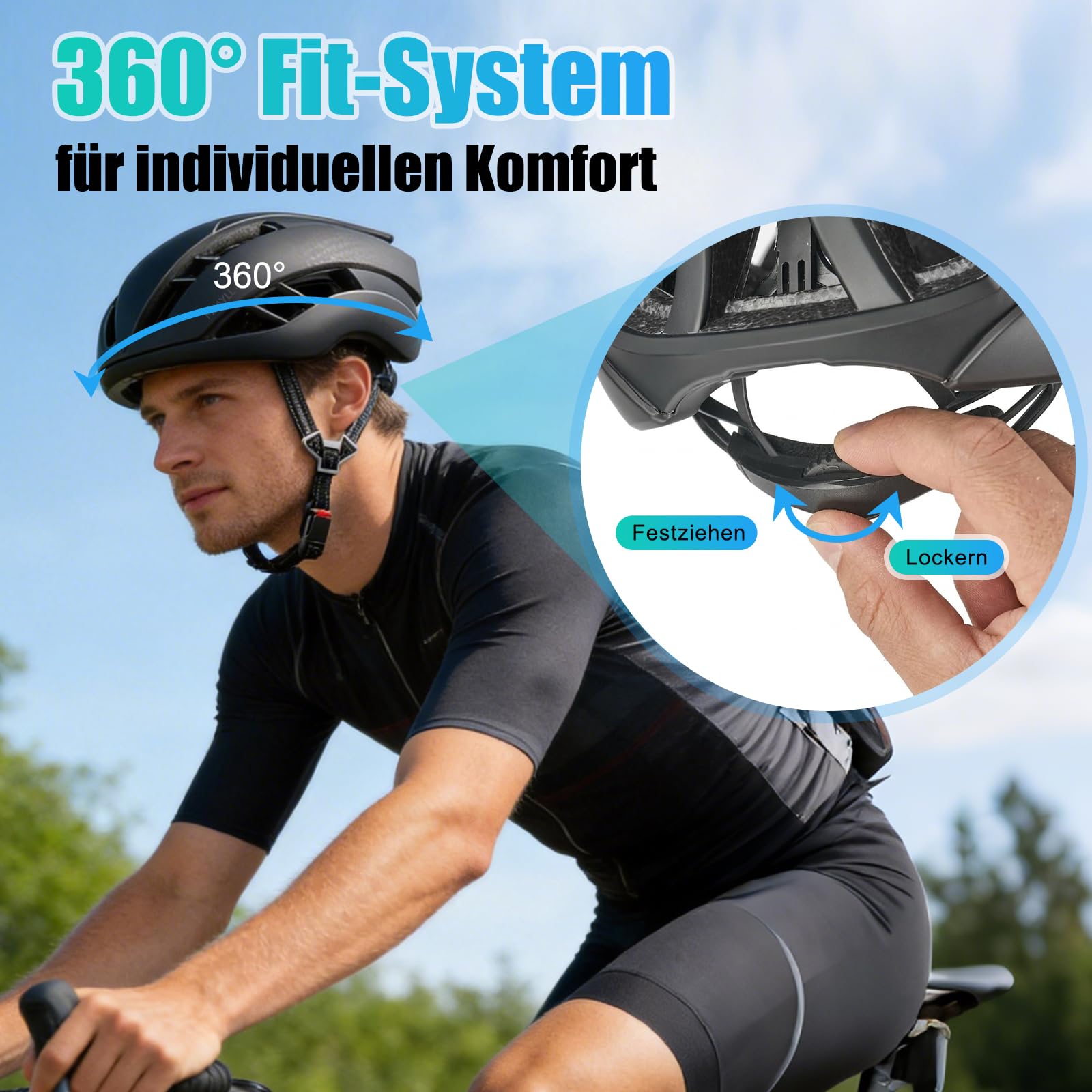 Fahrradhelm Herren Damen, Leichter Fahrradhelm Erwachsene für City & Rennrad mit Magnetverschluss, 16 Belüftungsöffnungen, CE EN1078 – Verstellbar M/L (55–61 cm, ca. 290–300g) 5
