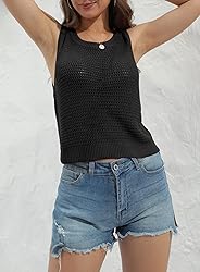 FISACE Womens Summer Knit Sweater Tank Tops Round