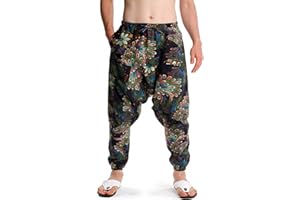 KEPUTAY Men Women Cotton Baggy Hippie Yoga Harem Pants Funky Printed Plus Size Trousers