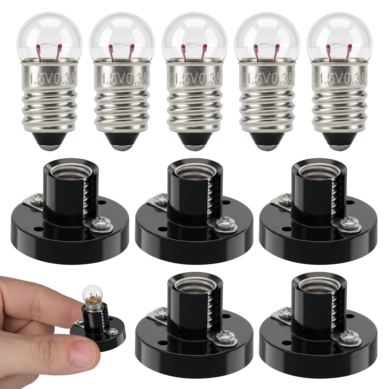 VILLCASE E10 Screw Lamp Holder Set 10Pcs Screw Type Bulb Holders for Physics Experiments and DIY Projects Plastic Base for Students and Home Use