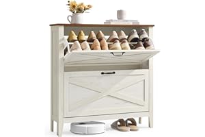 VASAGLE LIRY Collection - Shoe Storage Cabinet Organizer with 2 Flip Drawers, Freestanding Narrow Shoe Rack Cabinet for Entry