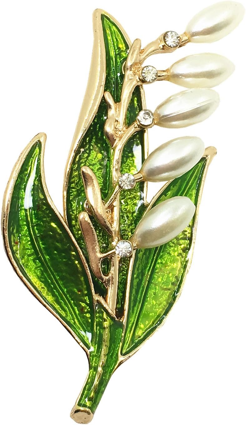 JUBRAY Enamel Bell Orchid Brooch Pin Lily The Valley Brooches Flower Lapel Hijab Pins 7x3cm TBH0265