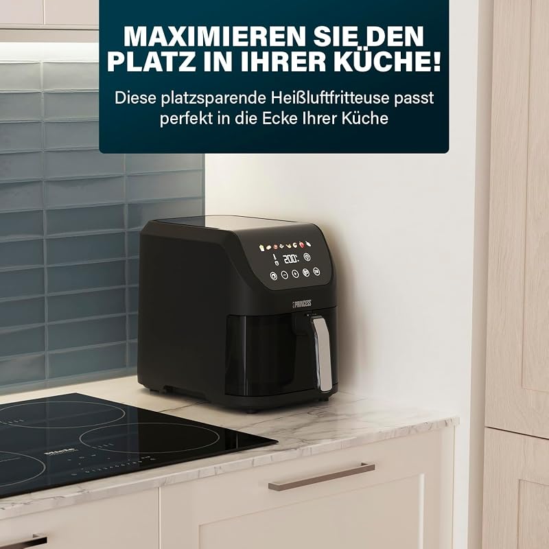 SlimFry Airfryer, 8L Fassungsvermögen, 2000W, 8 Programme, Digitales Touchscreen, Einstellbare Temperatur, Sichtfenster, Automatische Abschaltung, Spülmaschinenfest, 182257
