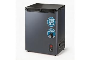Energy Saving Quiet Top Open Mini Chest Freezer, 7-Speed Adjustable Thermostat, Compact Deep Freezer with Removable Basket & Defrost Drain for Home Apartment (Black, 5.0, Cubic Feet)