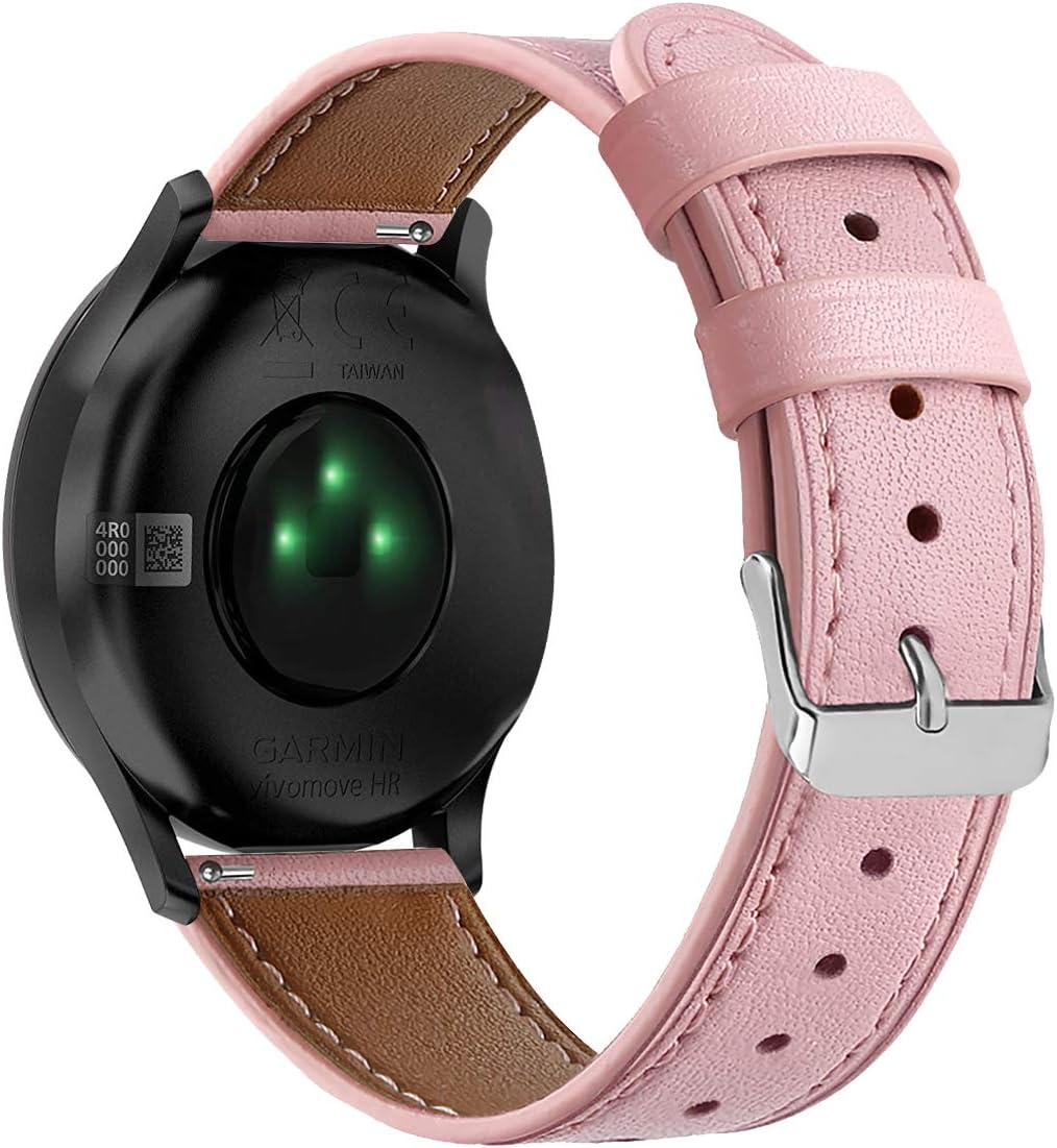TenCloud Replacement Bands Compatible with Garmin Vivoactive 3/Vivoactive 3 Music Strap Quick Release 20mm Leather Printing Wristband Strap Bracelet (Pink) - Image 3