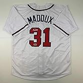 Facsimile Autographed Greg Maddux Atlanta White Reprint Laser Auto Baseball Jersey Size Men's XL