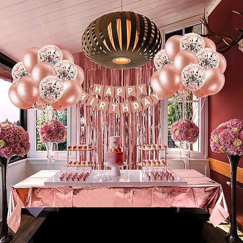 Birthday Decoration Women, Birthday Balloons Rose Gold with DIY