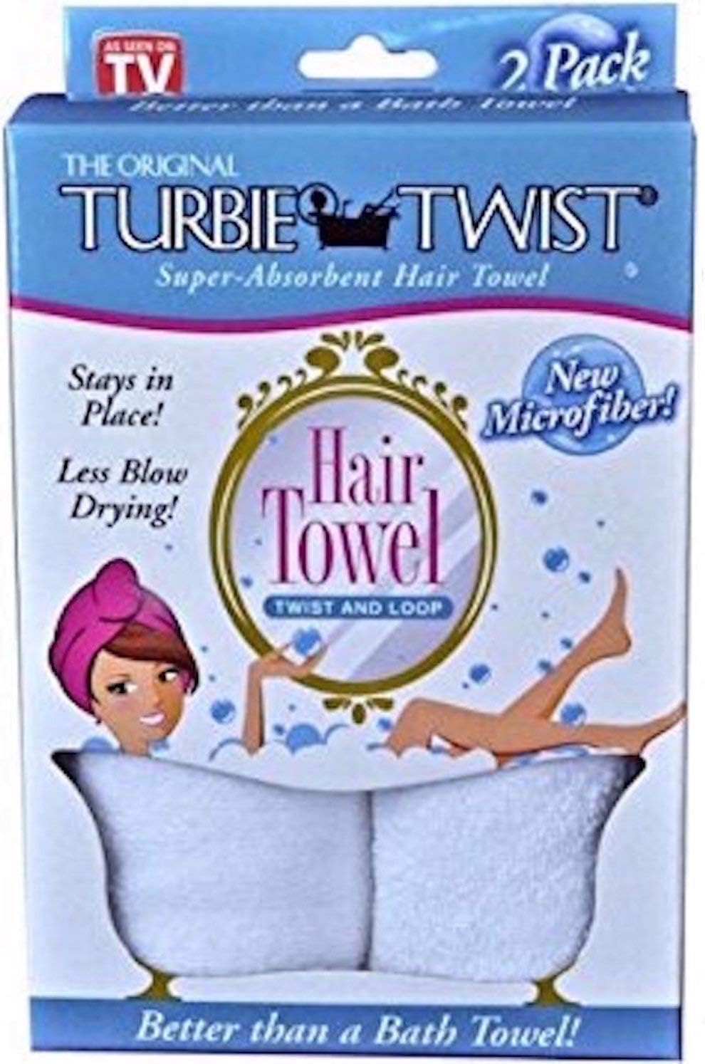 Turbie Twist Microfiber Hair Towel 2 Pack(White): Beauty